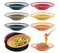 BAIFULAI Juego de 6 platos de pasta, 4,5 x 23 cm, platos hondos, reutilizables, varios colores, platos para espagueti, platos para pasta, ensaladas, filetes
