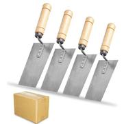 BAIFULAI Juego de herramientas de yeso, paleta de albañilería, trapezoidal, acero inoxidable, espátula de yeso de 125 mm, 140 mm, 150 mm, 160 mm, mango de madera, espátula de yeso, antideslizante y