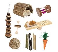 BAIFULAI Juego de juguetes para masticar de conejo de madera natural con palitos de manzana Timothy Heno, juguete para dientes molares, cuidado dental para hámster, cobaya, loro