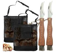 BAIFULAI Juego de recolectores de setas, cuchillo de seta y bolsa de setas, 2 unidades, recogedor de setas, cuchillo de esponja de acero inoxidable con cepillo y regla, bolsa de malla transpirable
