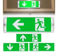 BAIFULAI Lámpara LED de emergencia iluminación de hasta 3 horas, luz de salida, iluminación LED con batería, 4 pictogramas, señal