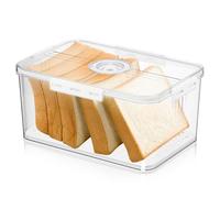 BAIFULAI Panera para pan, caja de almacenamiento de pan, material PET de grado alimenticio, temporizador, antideslizante, con separadores para todo tipo de ingredientes de cocina, 32,5 x 17,5 x 11 cm