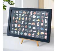 BAIFULAI Pin vitrina de 35 x 24 cm, caja de almacenamiento con soporte, negro con cerradura, pin de esmalte para alfileres y medallas