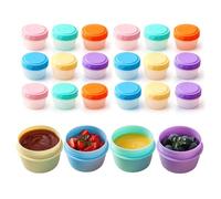 BAIFULAI Recipiente para aderezo de ensalada para llevar: 18 unidades de recipientes congeladores de polipropileno con tapón de rosca, 2 oz latas pequeñas con tapa de plástico para alimentos