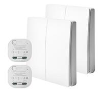BAIFULAI RF433 - Juego de 2 interruptores de luz inalámbricos sin batería, interruptor de seguridad y controlador receptor 10 A para control de luz para el hogar, UE 2 velocidades 2 V2