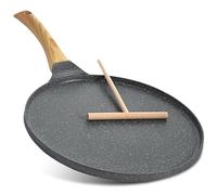BAIFULAI Sartén para crepes con revestimiento antiadherente: 26 cm de maifanita, con mango de baquelita, compatible con todas las cocinas y cocinas de inducción (gris)
