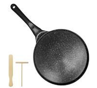 BAIFULAI Sartén para crepes de inducción de 27 cm, antiadherente con espátula y distribuidor, sartén para tortitas, sartén para crepes, sartén plana para crepes, para todo tipo de fuegos, sin PFOA +