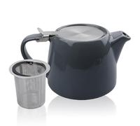 BAIFULAI Tetera de porcelana de cerámica, 600 ml, tetera japonesa con filtro de acero inoxidable, juego de té de porcelana, set de regalo para los amantes del té, gris oscuro