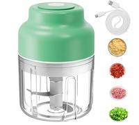 BAIFULAI Trituradora eléctrica, cortadora de cebolla 320 ml, mini multitrituradora con puerto USB, 6 cuchillas de acero inoxidable, chhopper recargable, trituradora de verduras para cortar