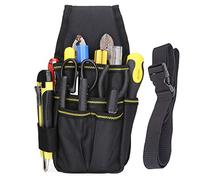 BAIGIO Bolsa de Herramientas con Cinturón de Nailon Ajustable Bolsa para Electricista del Organizador del Sostenedor Bolsillo Porta Herramientas (Negro)