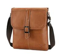 BAIGIO Bolso bandolera de piel auténtica para hombre, bolso bandolera pequeño de cuero para hombre, bolsa de negocios, bolsa de hombro con bolsillos, bolsa cruzada para trabajo, viajes al aire libre