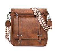 BAIGIO Bolso Bandolera Mujer Cuero PU, Bolso Mujer Bandolera Mediano con Correa Ancha, Bolsos Hombro Cruzado Mujeres con Múltiples Bolsillos para Viaje Trabajo Casual Escuela, Marrón