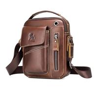 BAIGIO - Bolso bandolera para hombre, estilo vintage, bolso de mensajero, bolsa de hombro, bolso de mano para negocios, trabajo, viaje, vida cotidiana, marrón, small, Vintage