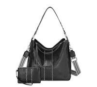 BAIGIO Bolsos de Mujer Grandes Bolso Bandolera Mujer PU Cuero Bolso Shopper Mujer Bolso de Hombro Mujer con Monedero Set Bolso Hobo Mujer 2pcs, Negro
