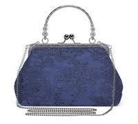 BAIGIO Clutch Damen Elegant Abendtasche Damen Vintage Clutch Tasche Schwarz Tasche Floral Handtasche Umhängetasche für Party Hochzeit Brauttasche Spitze Kettasche Damen, A-azul., Bolso de embrague