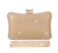 BAIGIO Clutch de Mujer con Diamantes en Plata y Oro para Boda Fiesta, Bolso de Noche Brillante con Pedrería para Mujeres
