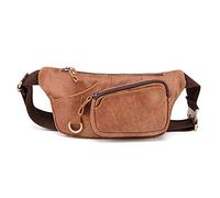 BAIGIO Riñonera de Cuero Hombre Mujer de Moda Bolsa Cinturón Piel Vintage Bolsos para Teléfonos Bandolera Multifuncional Bolsillos Ajustable Bolso de Cintura Casual Viajar Acampada (Marrón)