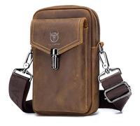 BAIGIO Riñonera Hombre Cuero Bolsa de Cintura Cinturón Vintage Bolsillo Cartera Funda para Teléfono Móvil para Deportes Running Fiestas Jogging Trekking