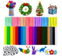 Baiinjiene 400 limpiadores de pipas para manualidades, 27 colores, alambre de chenilla de 30 cm x 6 mm con 120 ojos autoadhesivos que se mueven, felpa flexible para flores, figuras y decoración (27)