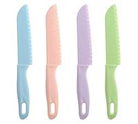 BaiJ Cuchillos de Cocina de Plástico,4 Pack Cuchillos de Cocina de Nailon Juego Cuchillos de Seguridad para Niños Cuchillo para Pan Ensalada de Lechuga Fruta Sin BPA