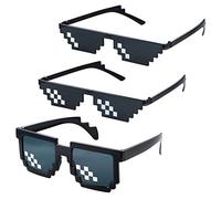 BaiJ Gafas de Sol Thug Life,3 Pack Gafas Pixeladas Gafas de Mosaico Gafas de Sol MLG 8 Bit Style Gafas para hombres Mujeres Niños Niños Decoración de Fiesta Negro