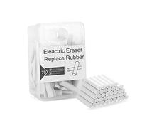 BaiJ Gomas de Recambio, 70 Piezas Gomas de Borrar para Electric Eraser Pen(30 piezas Ø5x25mm + 40 piezas Ø2.3x25mm) Blanco