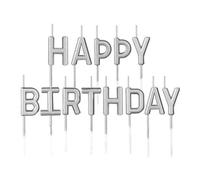 BaiJ Velas de Cumpleaños Happy Birthday Letras,Velas Pastel Feliz Cumpleaños Champagne Velas de Paste para Boda Fiesta Aniversario Decoraciones Suministros Plata