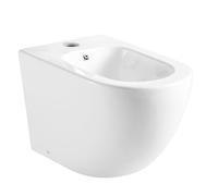 BAIKAL Bidé de Cerámica. Bidé Compacto a Suelo con salida a Pared. Blanco Brillo. Dispone de orificio para grifo, para rebosadero y para drenaje.