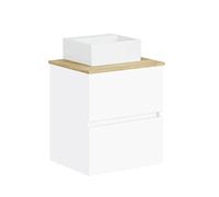 Baikal Conjunto de baño Natura. Mueble de Baño de Fondo Reducido, con Lavabo cerámico sobre Encimera. Mueble Suspendido. Mueble MONTADO. Dos Cajones sin Espejo 50 cm Fondo de 39cm