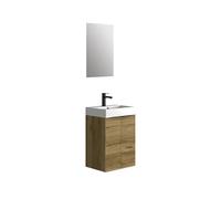 Baikal Conjunto De Mueble De Baño 45cm. Incluye Mueble con Lavabo. Melamina 16mm. Mueble MONTADO. Lavabo Encastrado. con Espejo 2 Puertas Teka