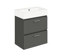 Baikal Conjunto de Mueble de Baño. Mueble Suspendido en Pared. Disponible en Distintas Medidas y Acabados. El Mueble se Entrega MONTADO. TAAL + Lavabo 70/36 cm Gris Oscuro