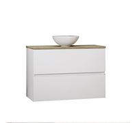 Baikal Conjunto de Mueble de Baño Ness, Especial para baños pequeños. Mueble de Fondo Reducido en 36cm, Incluye Lavabo Cerámico. Mueble MONTADO. Dos Cajones 80 cm Blanco