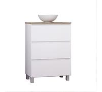 Baikal Conjunto de Mueble de Baño Ness, Especial para baños pequeños. Mueble de Fondo Reducido en 36cm, Incluye Lavabo Cerámico. Mueble MONTADO. Tres Cajones 60 cm Blanco