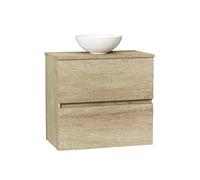 Baikal Conjunto de Mueble de Baño Ness, Especial para baños pequeños. Mueble de Fondo Reducido en 36cm, Incluye Lavabo Cerámico. Mueble MONTADO. Dos Cajones 60 cm Nature