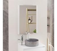 Baikal Espejo de Baño, Espejo con Lateral de Madera. Opción con y Sin LED. Estilos Que se adaptan al baño o Cualquier Estancia del hogar. 60 x 80 cm Lateral Madera Blanca