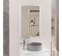 Baikal Espejo de Baño, Espejo con Lateral de Madera. Opción con y Sin LED. Estilos Que se adaptan al baño o Cualquier Estancia del hogar. 70 x 80 cm Lateral Madera Blanca