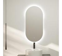 Baikal Espejo de Baño Ovalado | 45x90cm | Retroiluminado | Táctil con Antivaho | Tonalidades 3500K/4000K/6000K | Espejo con luz | Espejo con LED.