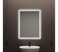 Baikal Espejo de Baño Rectangular | 60x80cm | Retroiluminado con Arenado | Táctil con Antivaho | Tonalidades 3500K/4000K/6000K | Espejo con luz | Espejo con LED.