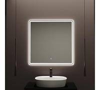 Baikal Espejo de Baño Rectangular | 80x80cm | Retroiluminado con Arenado | Táctil con Antivaho | Tonalidades 3500K/4000K/6000K | Espejo con luz | Espejo con LED.