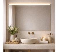 Baikal Espejo de Baño, varias formas y medidas disponibles. Opción Con y Sin LED. Estilos que se adaptan al baño o cualquier estancia del hogar. 100 x 80 cm Espejo con Cornisa LED