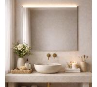Baikal Espejo de Baño, varias formas y medidas disponibles. Opción Con y Sin LED. Estilos que se adaptan al baño o cualquier estancia del hogar. 90 x 80 cm Espejo con Cornisa LED