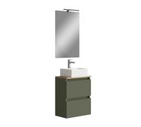 Baikal MAIA, Conjunto de Mueble de Baño Pequeño Con Lavabo Cerámico y Espejo Con Aplique Luz LED. Suspendido en Pared. Varios Acabados y Medidas. Montado.