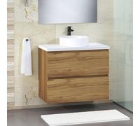 Baikal Modular Mueble de Baño de 2 Cajones, Suspendido en Pared, Módulo de Baño, en Melamina 16mm. Mueble MONTADO. Combinable con Cualquier Top.