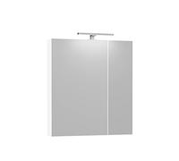 Baikal Mueble Camerino con Espejo, Armario Auxiliar de Baño Multiusos, Opción con o sin Luz LED. Mueble de Pared de fácil colocación. Armario MONTADO. Acabado Blanco. Camerino LED 70 cm