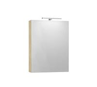 Baikal Mueble Camerino con Espejo, Armario Auxiliar de Baño Multiusos, Opción con o sin Luz LED. Mueble de Pared de fácil colocación. Armario MONTADO. Acabado Nature. Camerino LED 60 cm