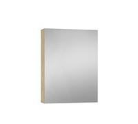 Baikal Mueble Camerino con Espejo, Armario Auxiliar de Baño Multiusos, Opción con o sin Luz LED. Mueble de Pared de fácil colocación. Armario MONTADO. Acabado Nature. Camerino 60 cm