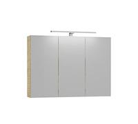 Baikal Mueble Camerino con Espejo, Armario Auxiliar de Baño Multiusos, Opción con o sin Luz LED. Mueble de Pared de fácil colocación. Armario MONTADO. Acabado Nature. Camerino LED 90 cm