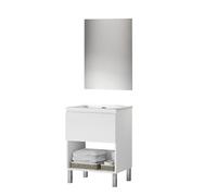 Baikal Mueble de Baño Gap. Mueble con Patas con Puerta Abatible. Gran Capacidad de Almacenamiento. Mueble MONTADO. Se Entrega Mueble sin Lavabo + Espejo