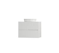 Baikal Mueble de baño Gavin, 2 cajones, Mueble Suspendido en Pared. Incluye Lavabo Cerámico sobre Encimera. Varios Acabados y Medidas. Mueble MONTADO. Sin Espejo 80 cm Blanco, 280034841