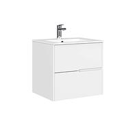 Baikal Mueble de baño Gavin, 2 cajones, suspendido en Pared. Incluye Lavabo cerámico. Varios Acabados. Se Entrega Montado. Sin Espejo 70 cm Blanco